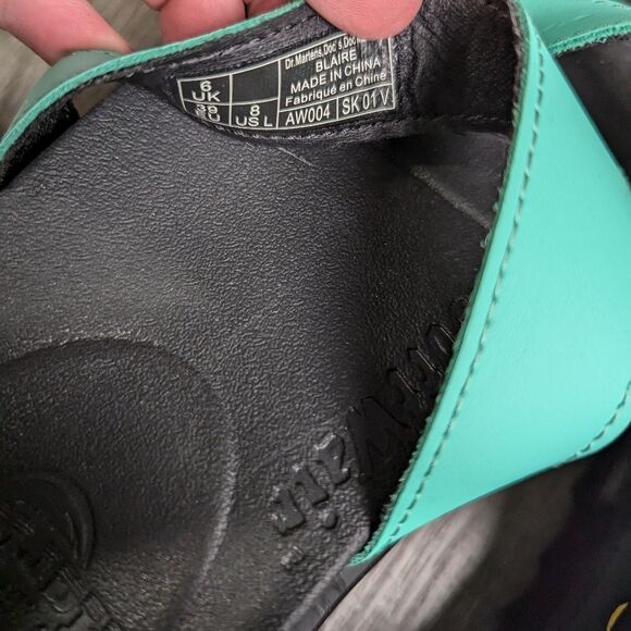 Dr. Martens Blaire aqua mint leather fisherman strappy platform lug sandals 8 - Picture 7 of 8